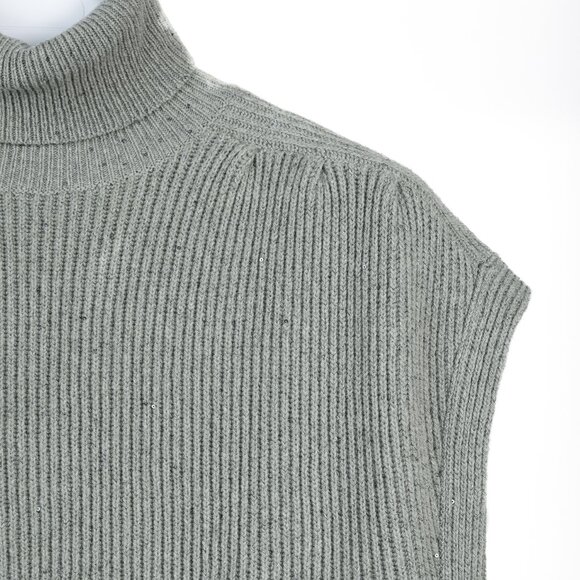 Brunello Cucinelli Grey Cashmere-Blend Sequin Turtleneck Sweater - Picture 6 of 12